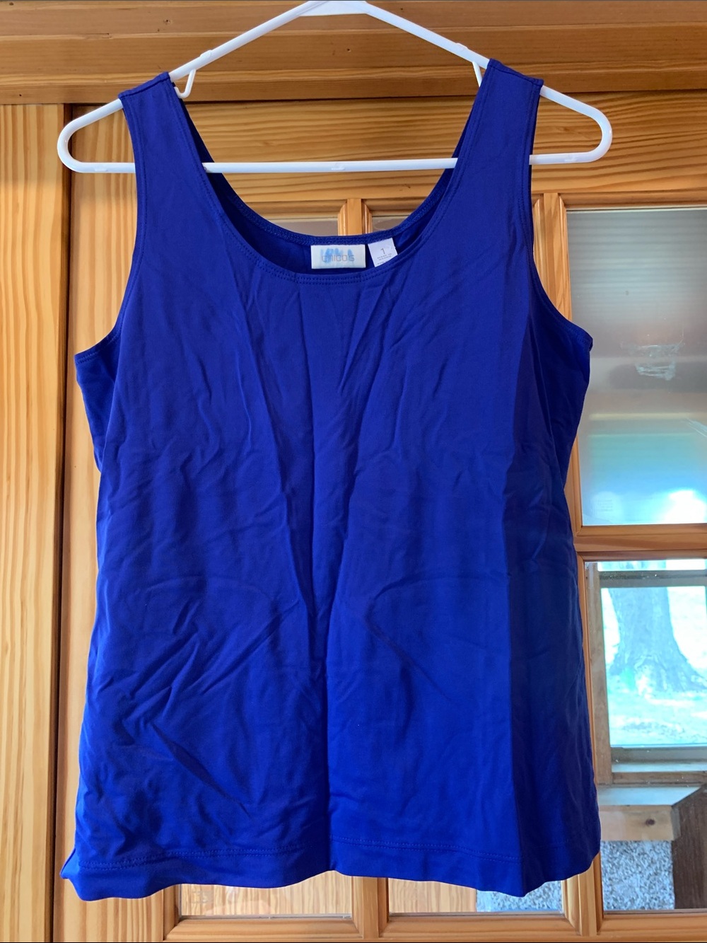 Women's Chico's Rich Blue Regular Fit Basic Sleeveless Tank Top Shirt Size 1 M